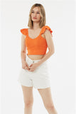 Knitwear Top With Frilly Shoulders  A92092-S
